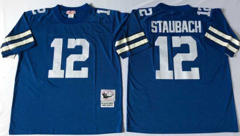 Cowboys 12 Roger Staubach Blue M&N Throwback Jersey->nfl m&n throwback->NFL Jersey